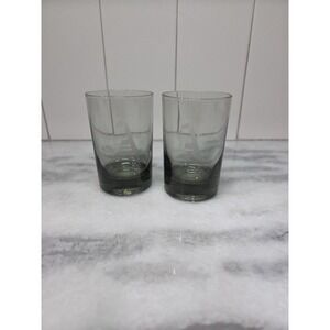 Smoky Grey Glass Juice‎ Glasses, Small Glasses Set Of 2, Monogram "A" Glassware